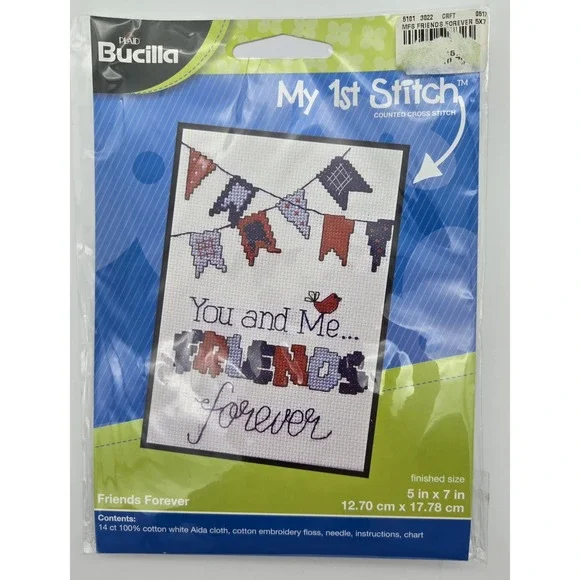 Bucilla My 1st Stitch You and Me Friends Forever Cross Stitch Kit & Free‎ Hoop - Picture 2 of 7